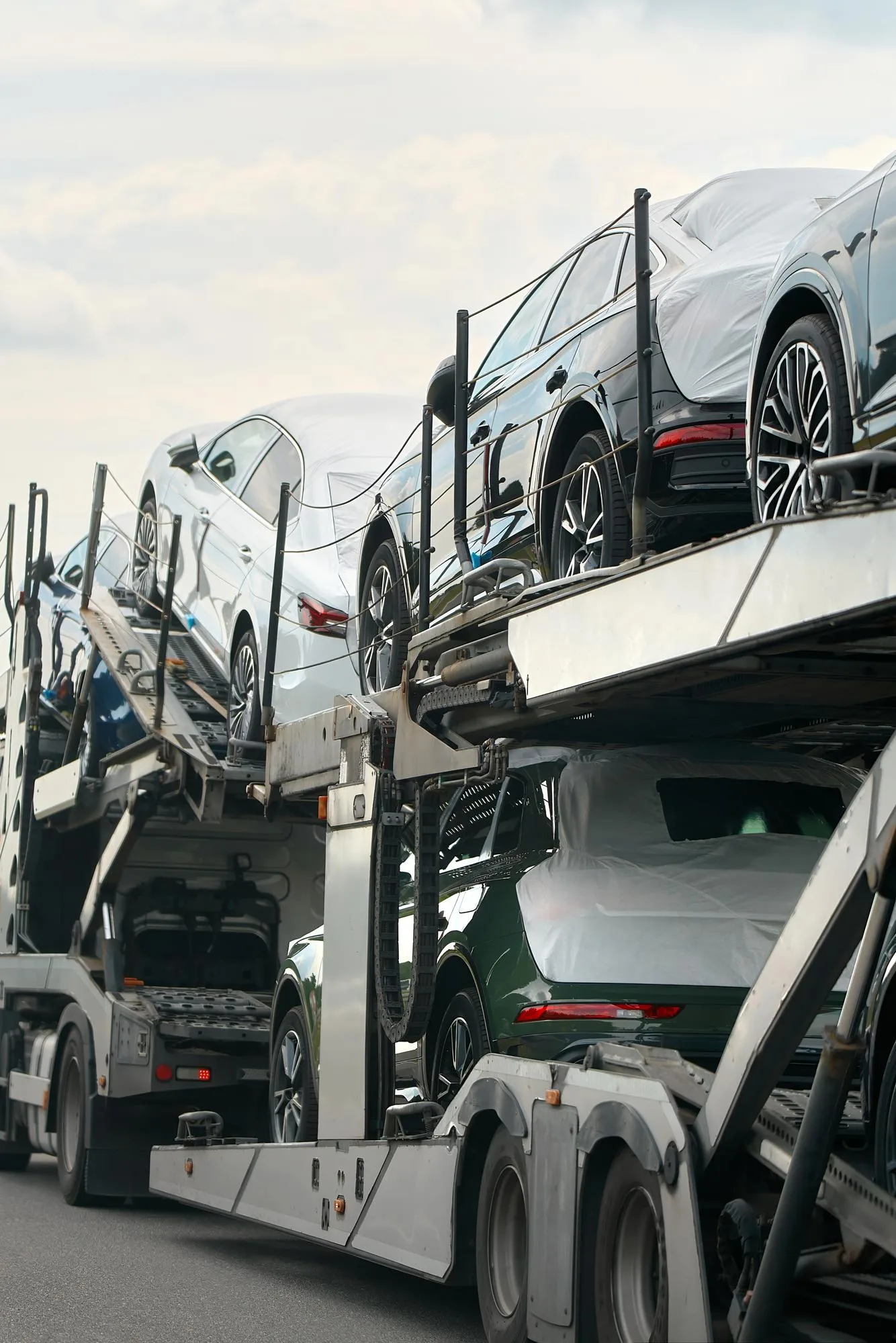 Car hauler loaded with cars