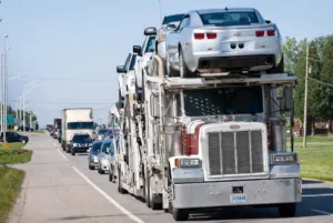 Truck on the Road Loaded With Cars