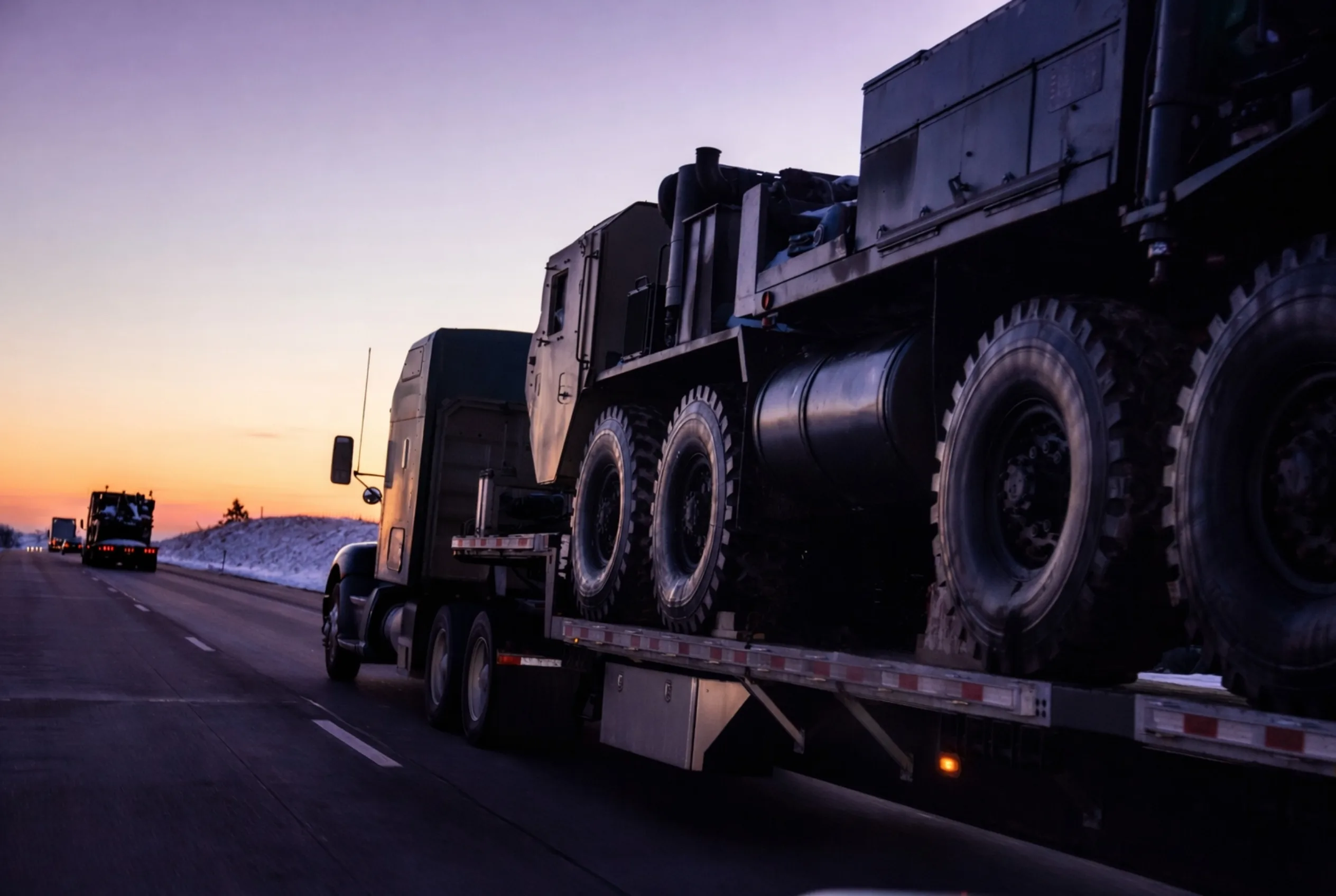 Military Vehicle on a Flatbed Trailer