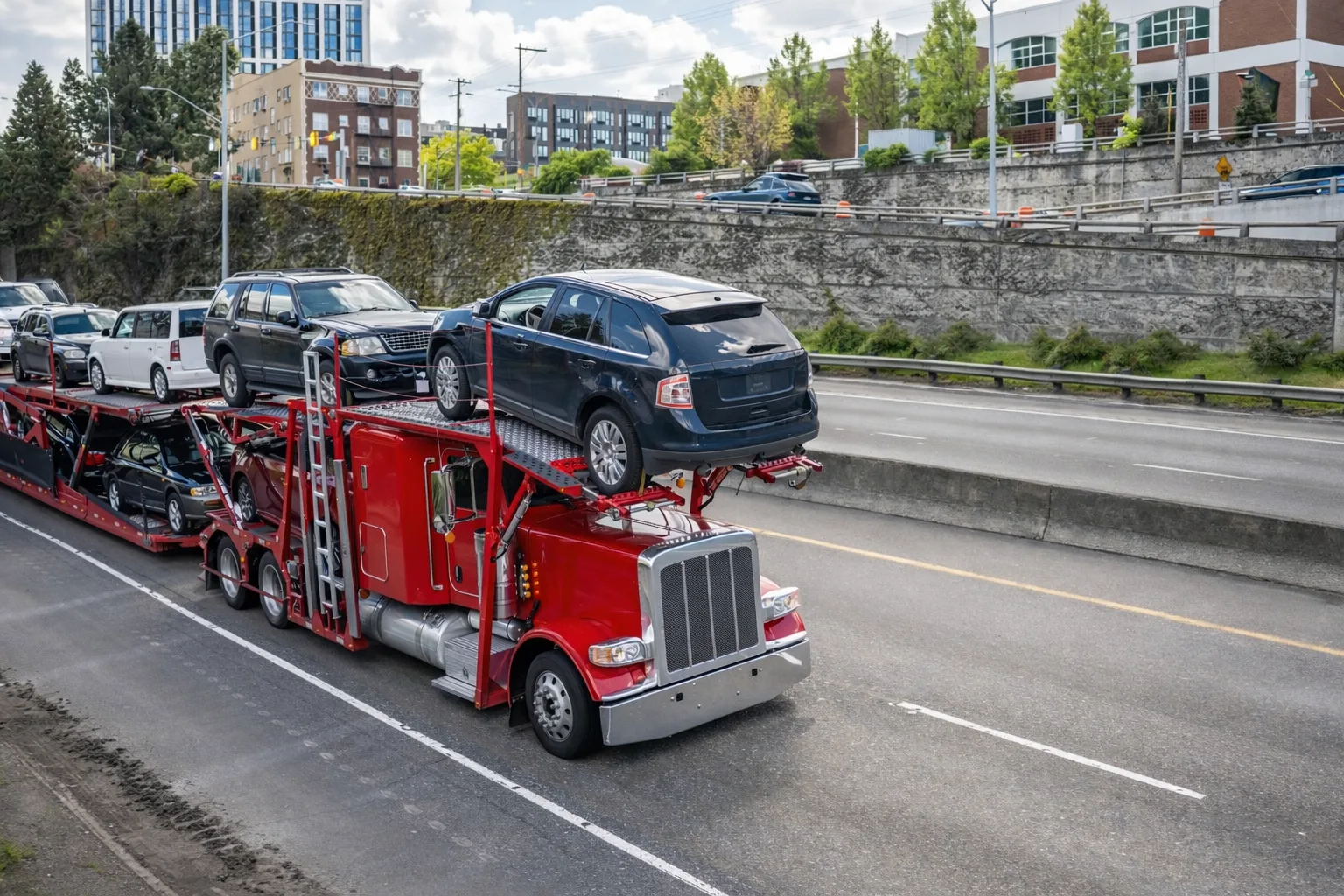 Red Stylish Truck Moving Vehicles