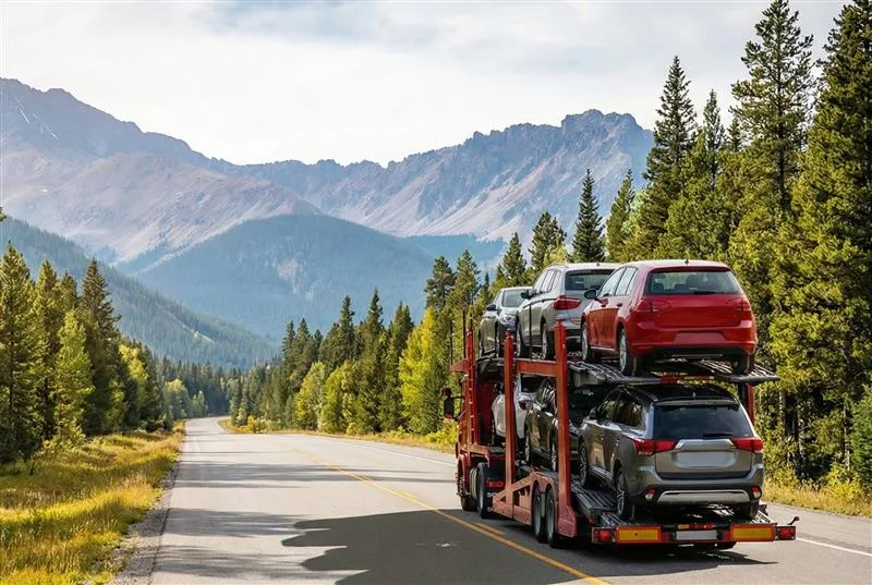 Open Car Trailer on a Colorado Road