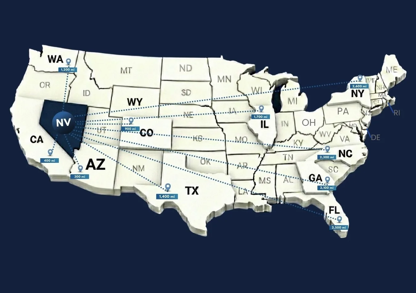Car transportation from Nevada to other states