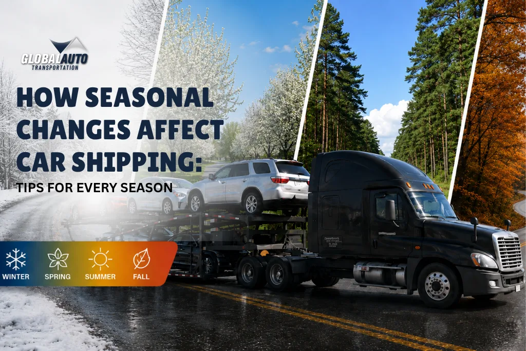Cover picture showing seasonal changes with a car transport truck